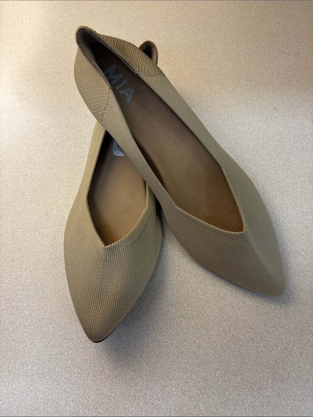 MIA Tan Kerri Pointed-Toe Knit Flats - Size 8